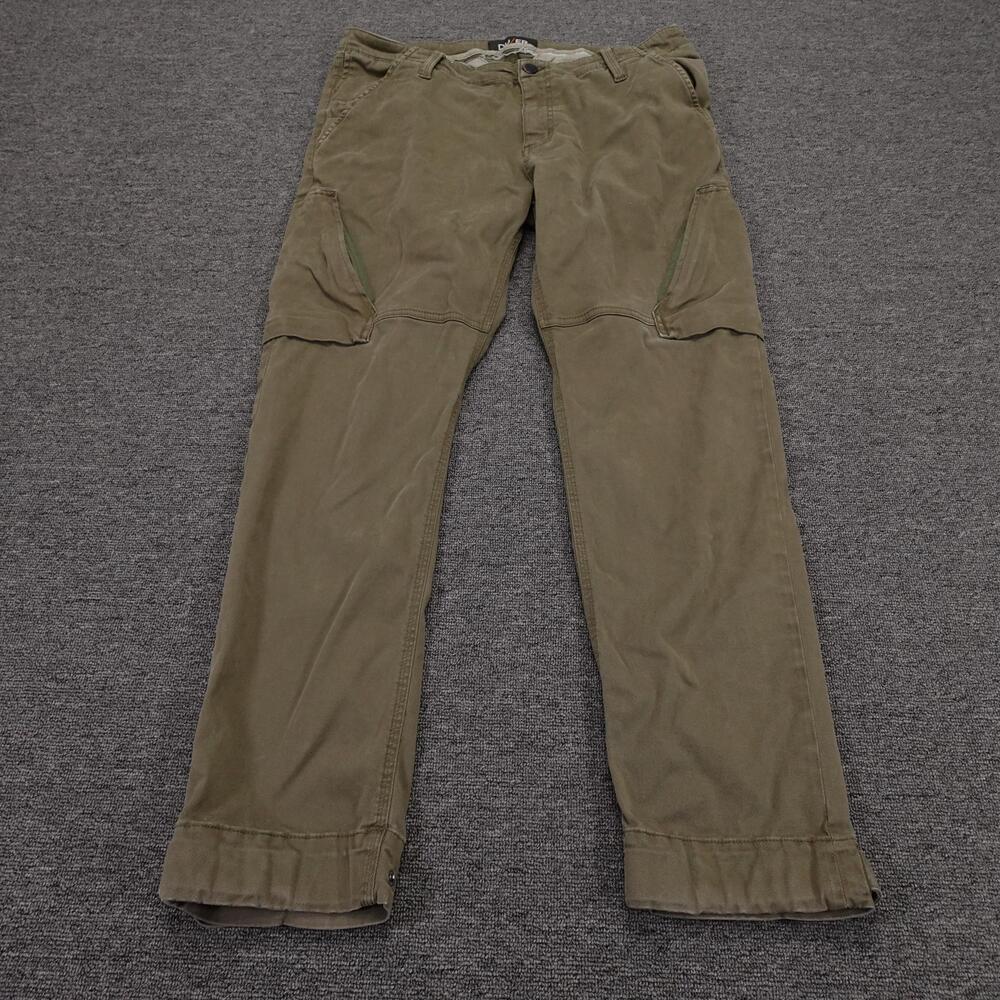 DU/ER Pants Mens 36x30 Green Twill Hiking Utility Pockets Adjustable Hem Outdoor
